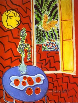  stilllife Deco Art - Red Interior Still Life on a Blue Table abstract fauvism Henri Matisse